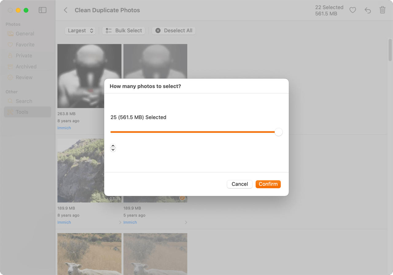 Stream on macOS showing grouped duplicates across multiple sources